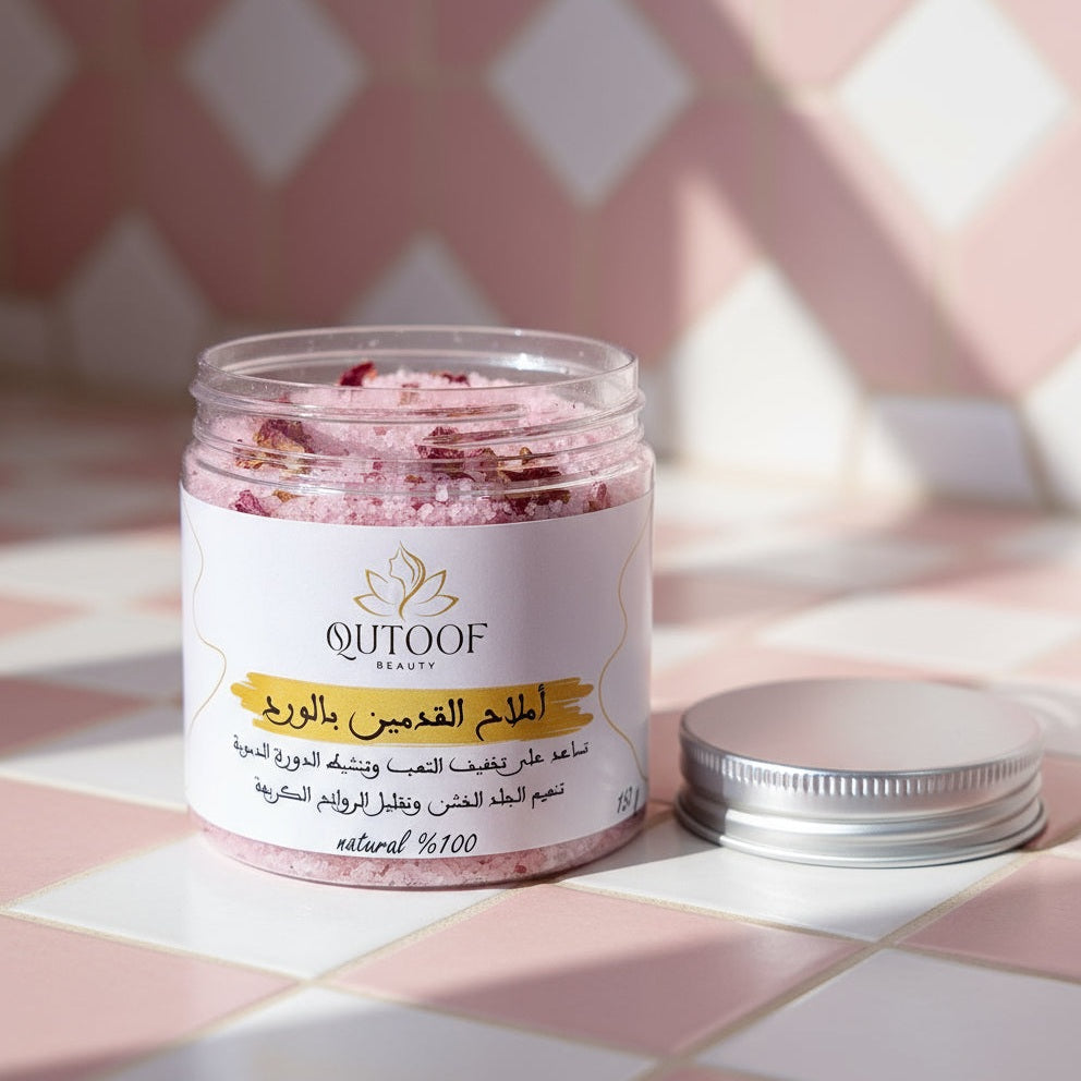 QUTOOF BEAUTEY  Sels de Bain de Pieds Relaxants à la Rose - 200g